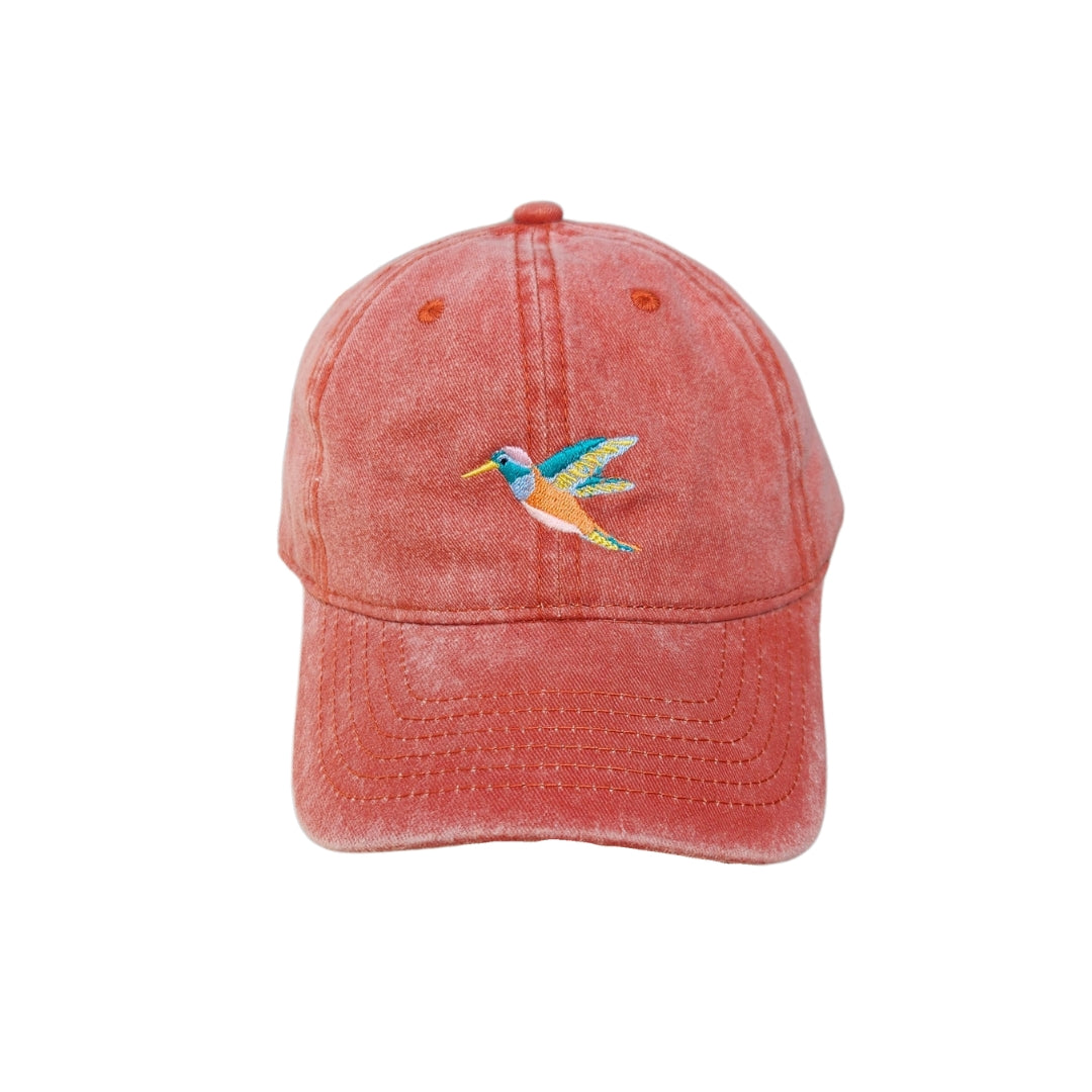 Gorra Picaflor - Tonos celestes y naranja