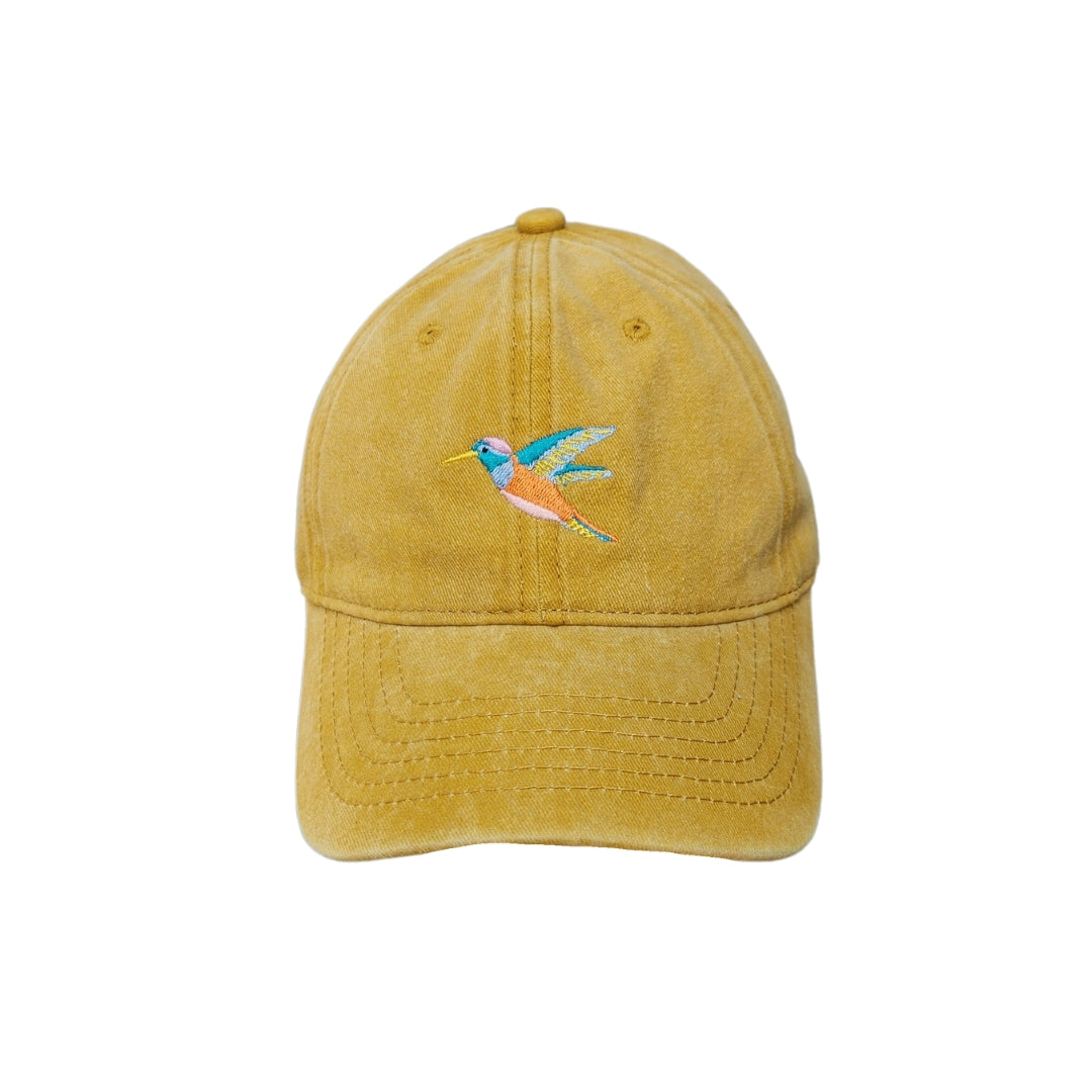 Gorra Picaflor - Tonos celestes y naranja