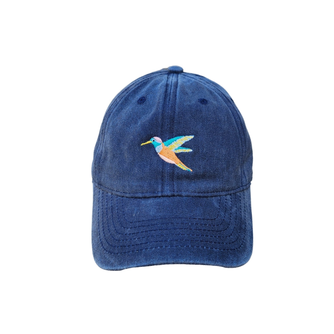 Gorra Picaflor - Tonos celestes y naranja