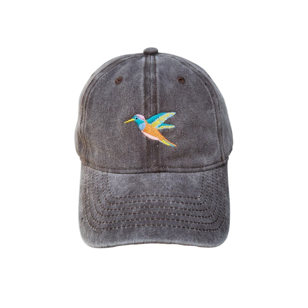 Gorra Picaflor - Tonos celestes y naranja