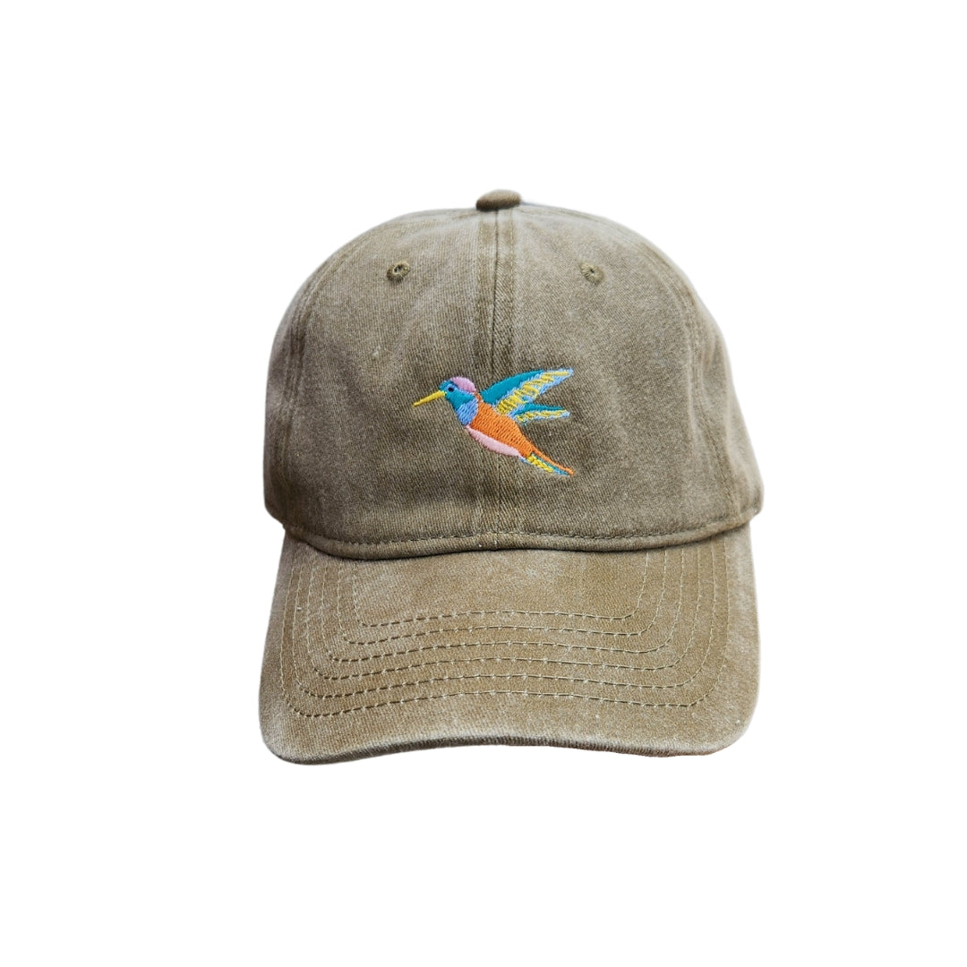 Gorra Picaflor - Tonos celestes y naranja