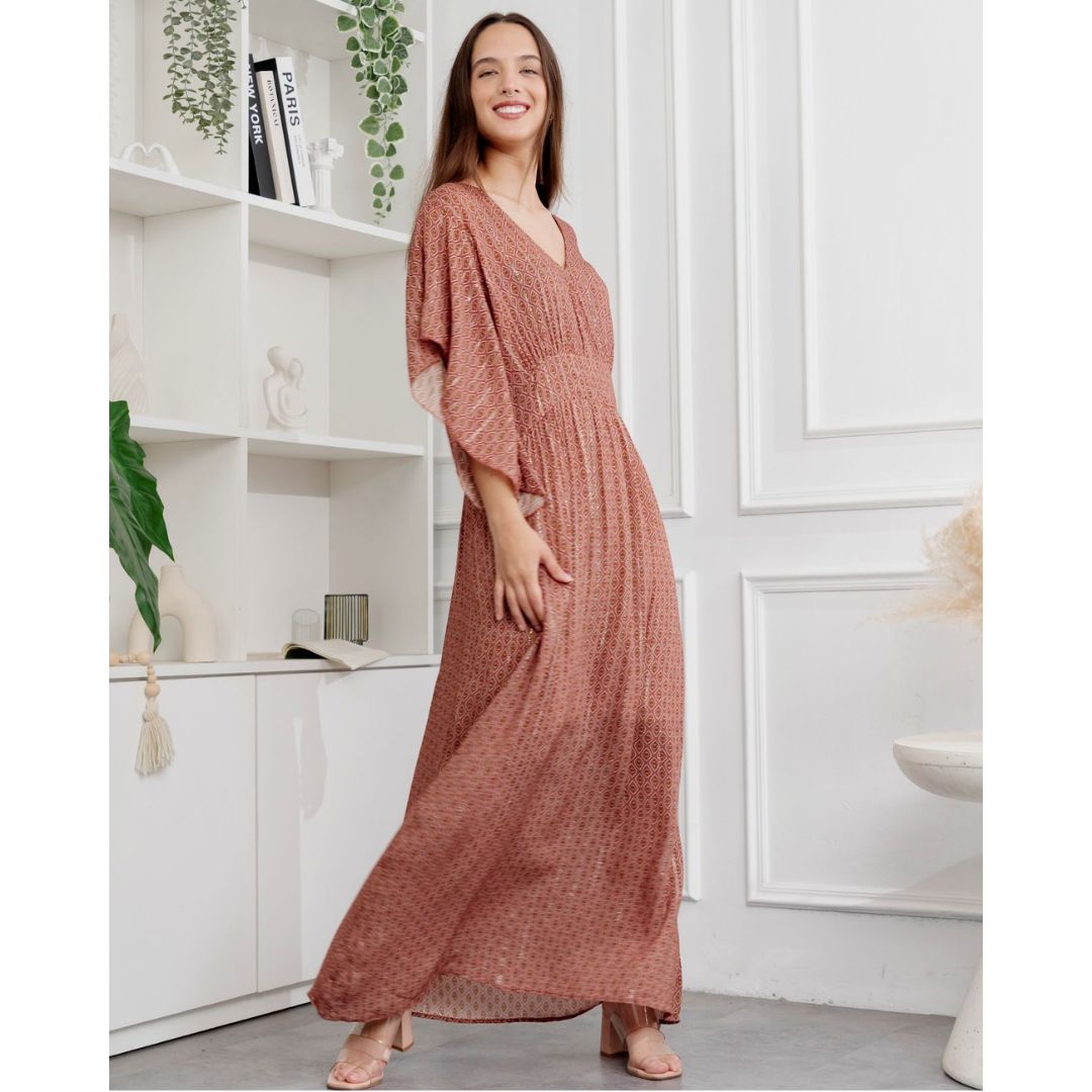 Vestido Nahara Print Guinda