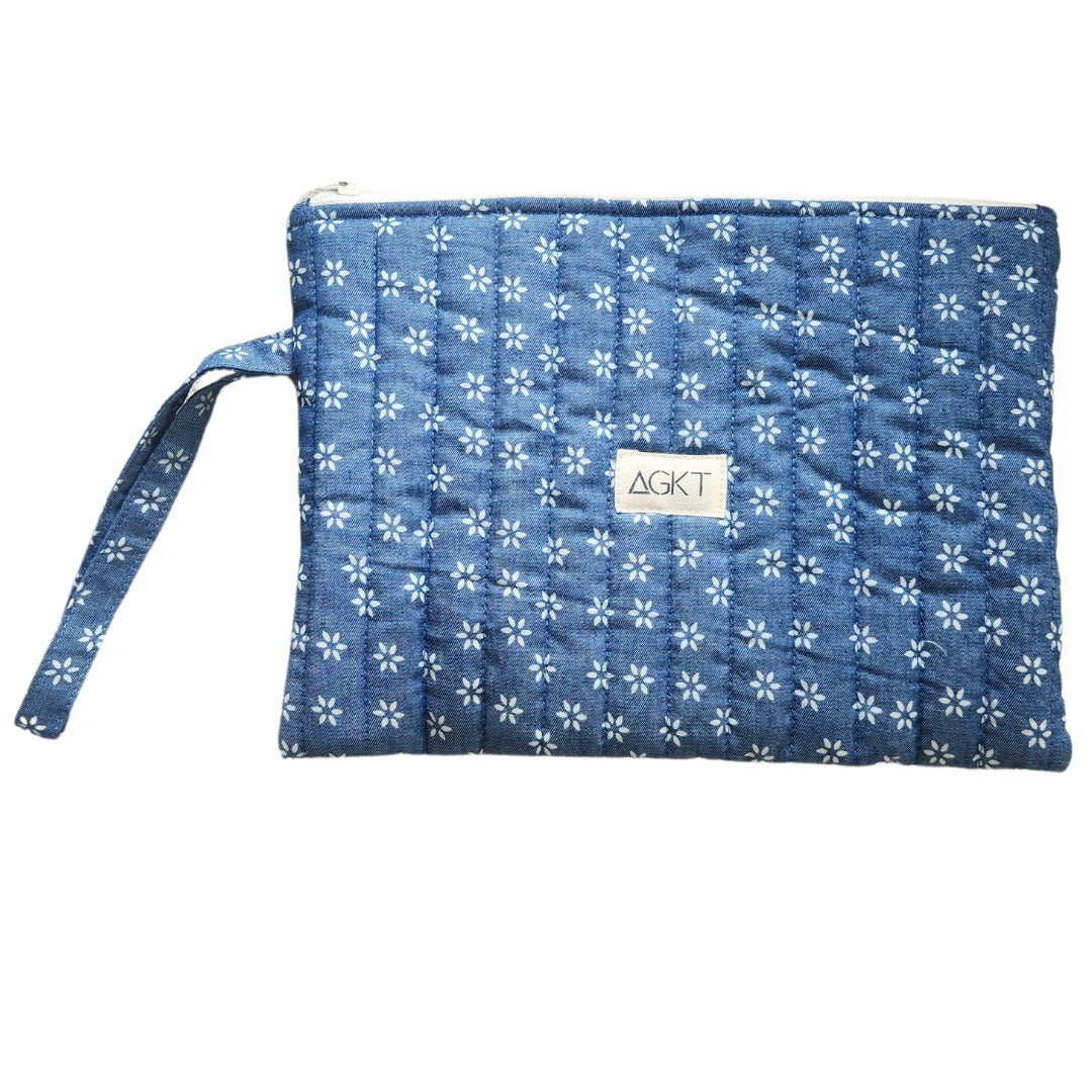 Neceser Rectangular - Denim con Margaritas - Aguacate Shop Perú