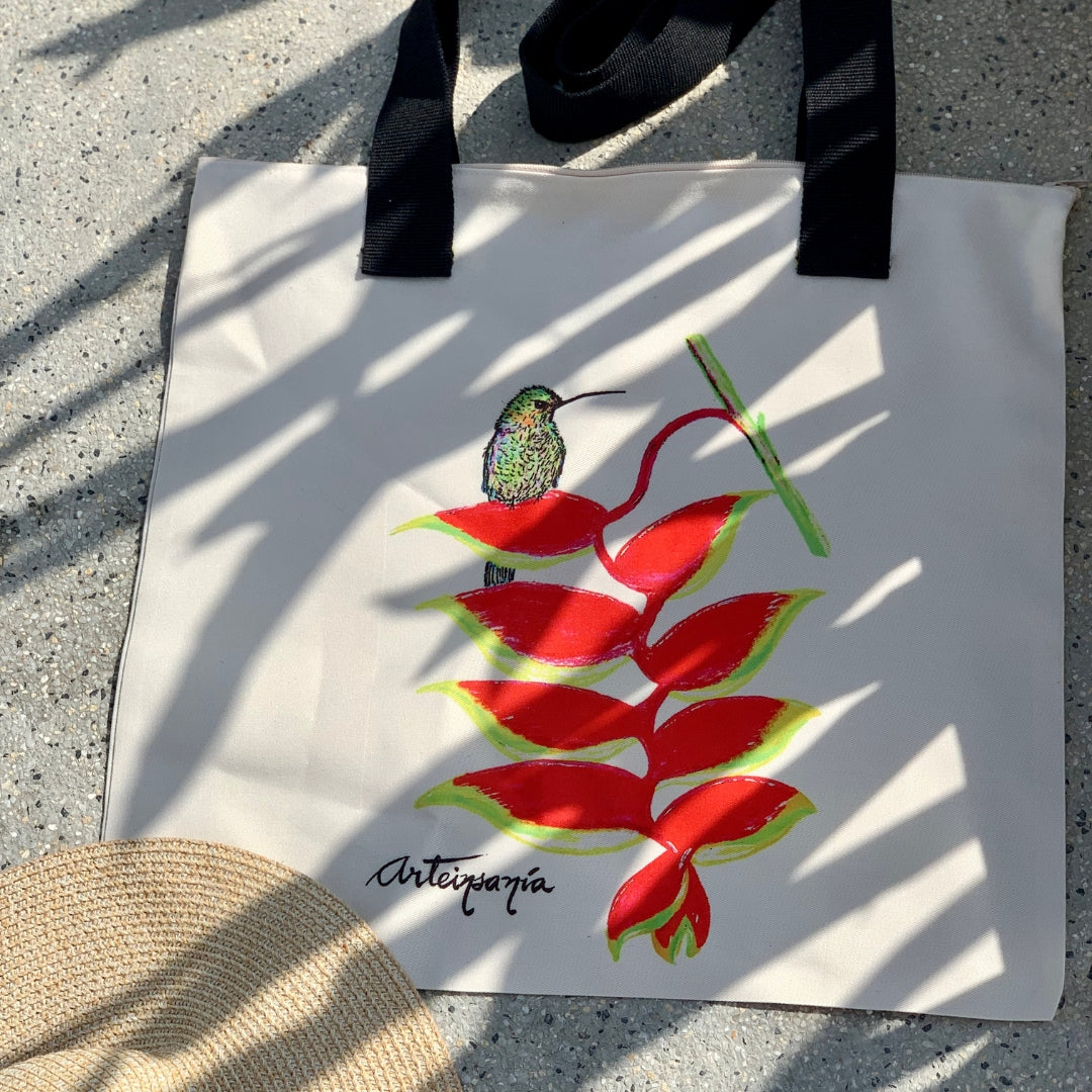 Bolso Asa Negra Collage - Colibrí y Heliconia - Aguacate Shop Perú