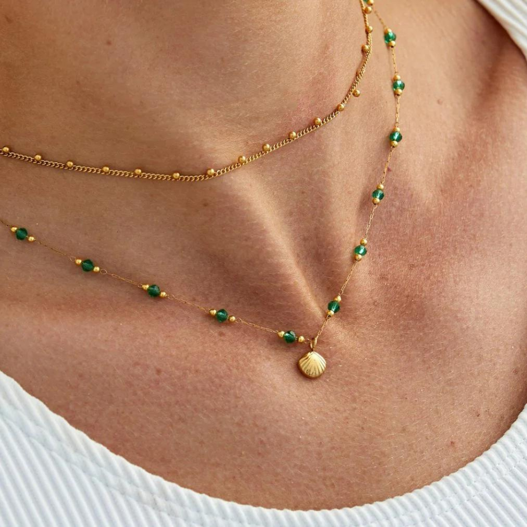 Collar Conchita con Muranos Verdes