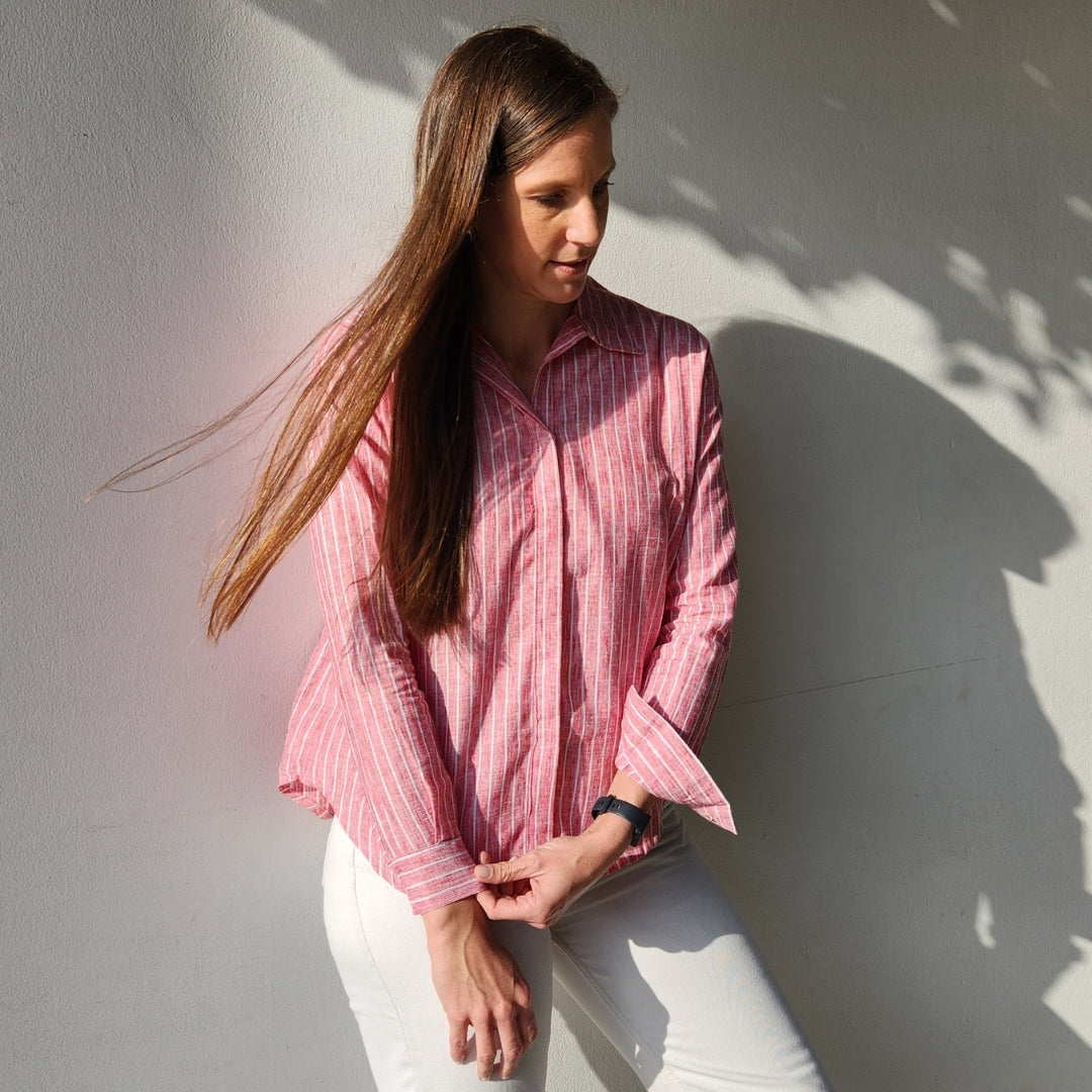 Camisa Lina Roja Rayas (Nuevo modelo)