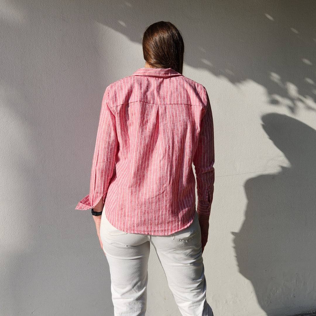 Camisa Lina Roja Rayas (Nuevo modelo)