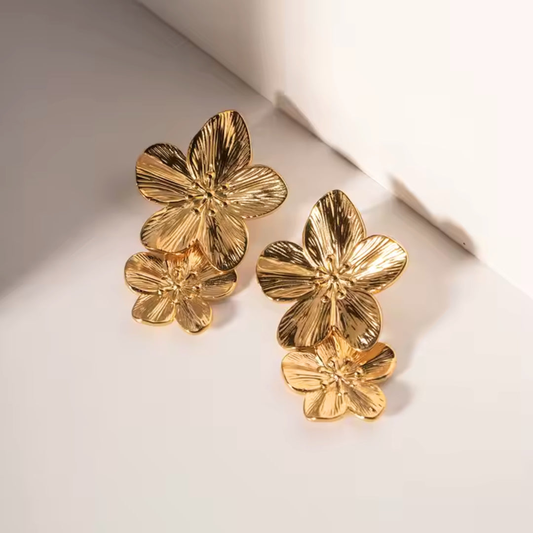 Aretes Flor de Hong Kong Doble