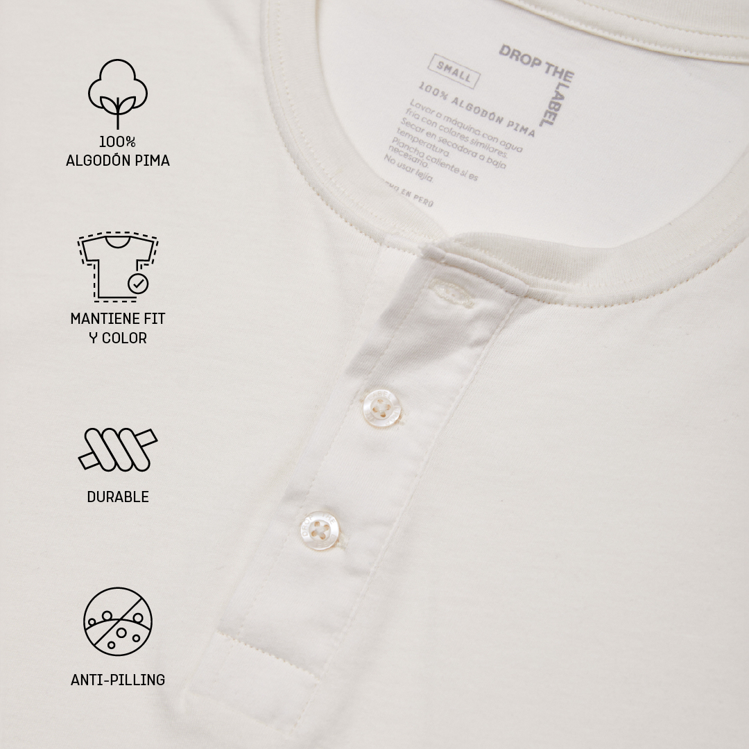 Henley Shirt | 3-Button Pima | Chalk White