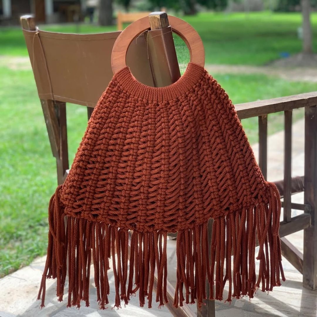 Cartera de macramé Alessandra - Terracota