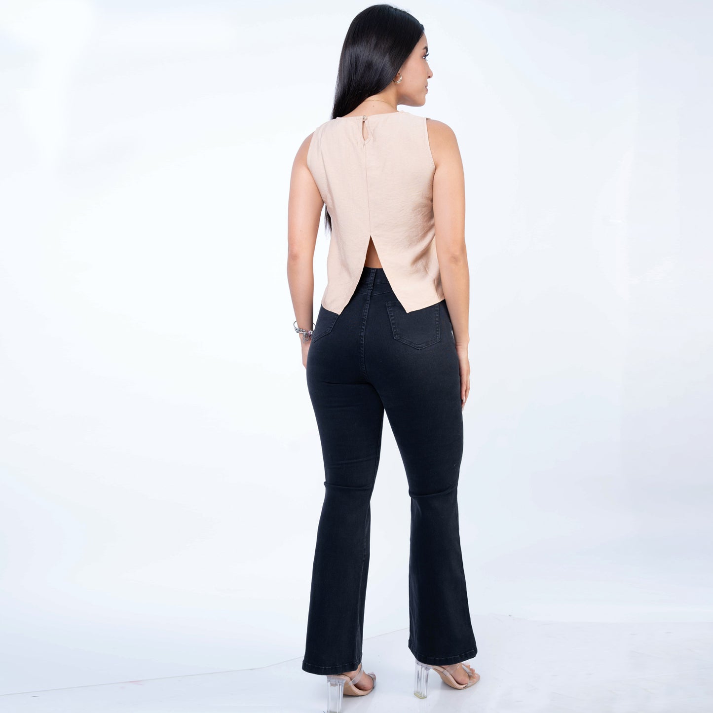 Pantalón Denim Flare Karla - Gris Oscuro