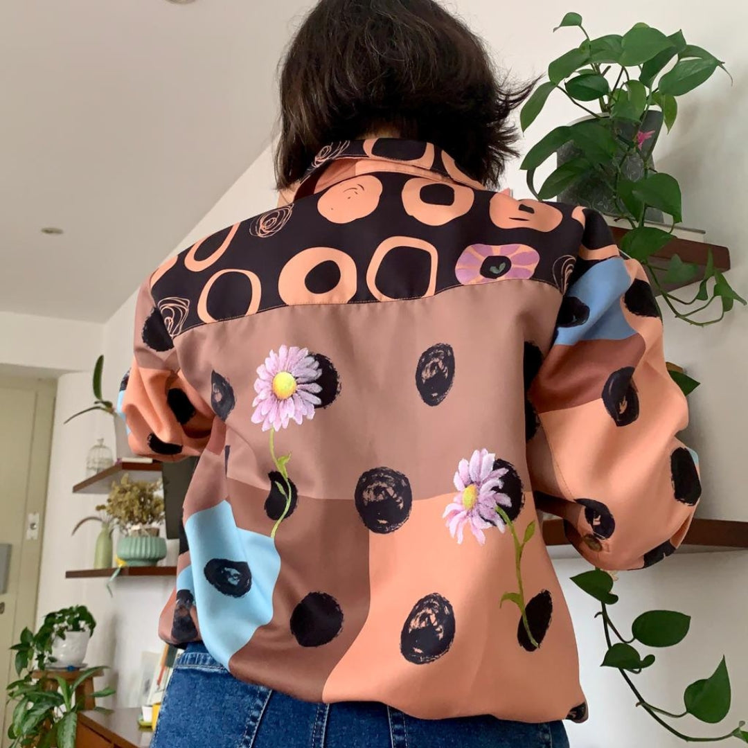 Chaqueta Bomber Drill - Lunares y colibrí (Modelo 1)