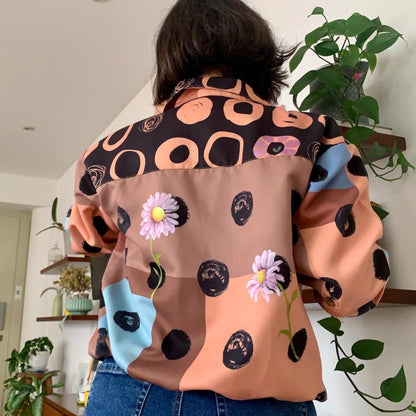 Chaqueta Bomber Drill - Lunares y colibrí (Modelo 1)