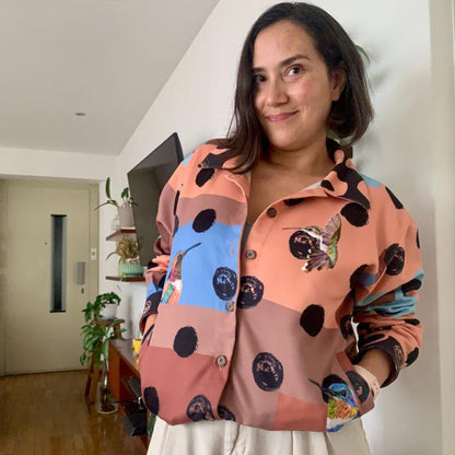 Chaqueta Bomber Drill - Lunares y colibrí (Modelo 2)