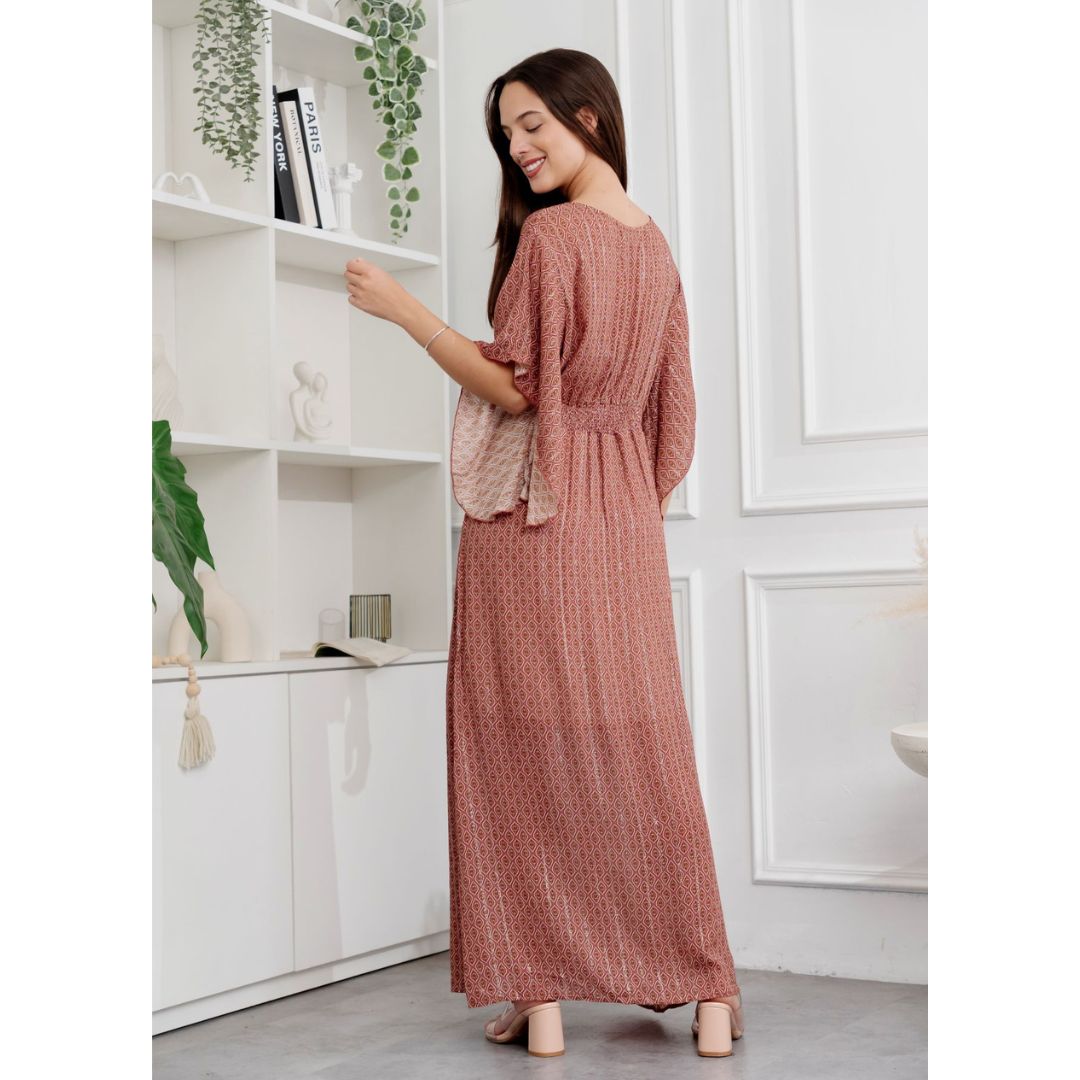 Vestido Nahara Print Guinda