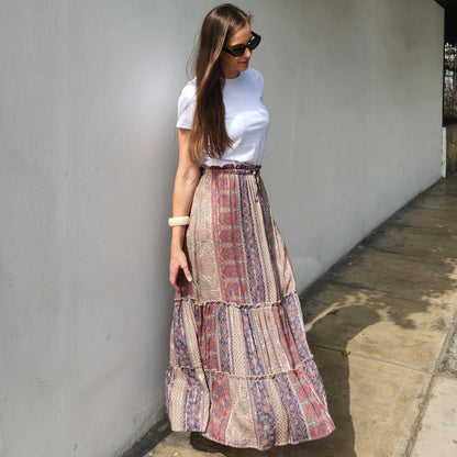 Falda Boho Print beige - Aguacate Shop Perú