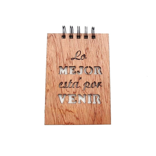 Libreta de Madera Mediana "Lo mejor esta por venir" - Aguacate Shop Perú