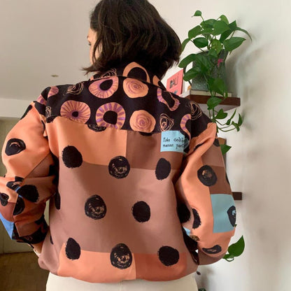 Chaqueta Bomber Drill - Lunares y colibrí (Modelo 2)