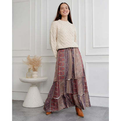 Falda Boho Print beige