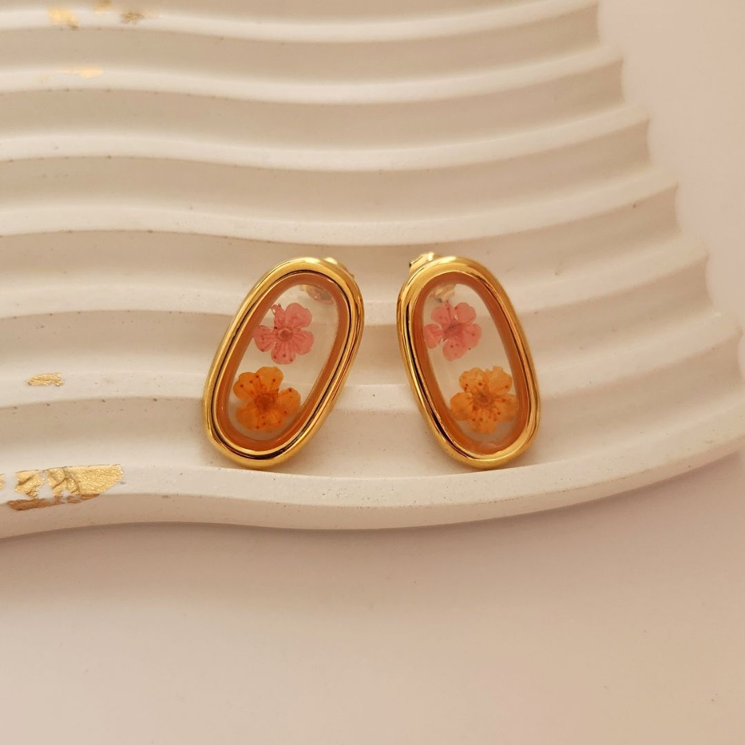 Aretes Flowers Oval