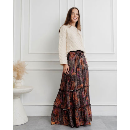 Falda Boho Print negro