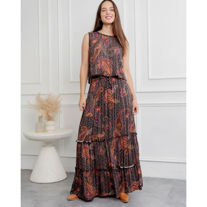 Falda Boho Print negro