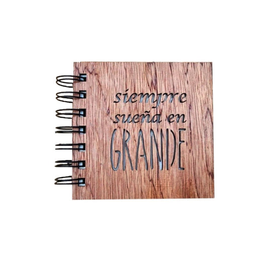 Libreta de Madera Pequeña "Siempre sueña en grande" - Aguacate Shop Perú