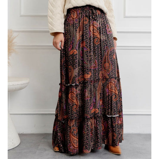 Falda Boho Print negro - Aguacate Shop Perú