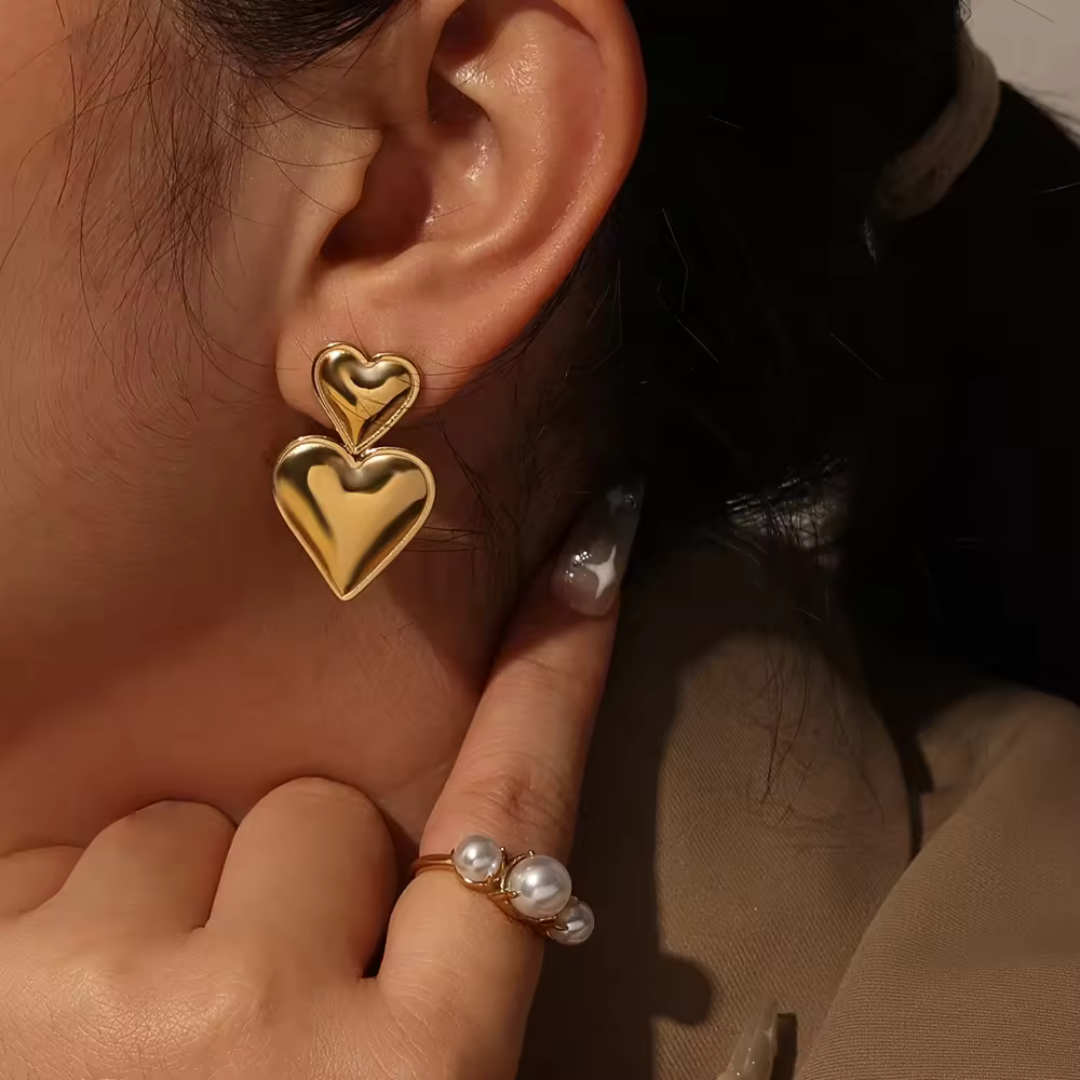 Aretes Corazón Doble