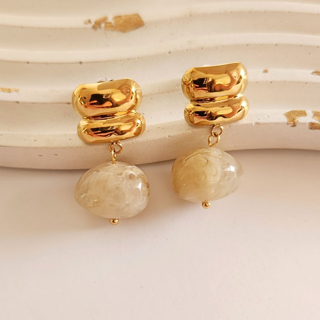 Aretes Mica Marfil