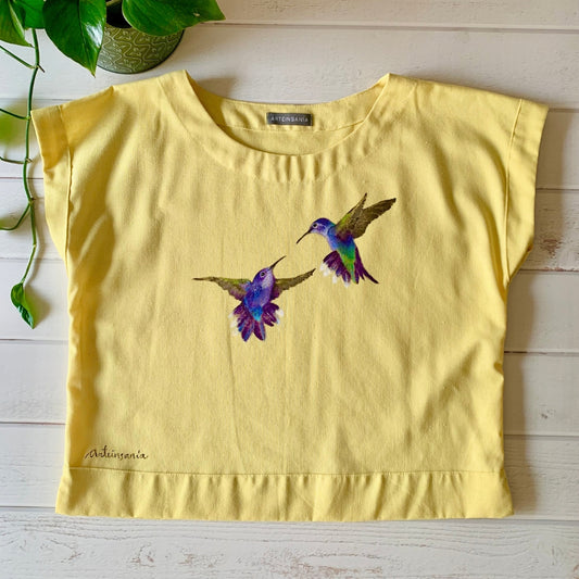 Polo Kimono Color y Sabor - Lino amarillo (Modelo 2) - Aguacate Shop Perú