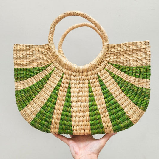 Cartera de junco Moorea - Natural con verde - Aguacate Shop Perú