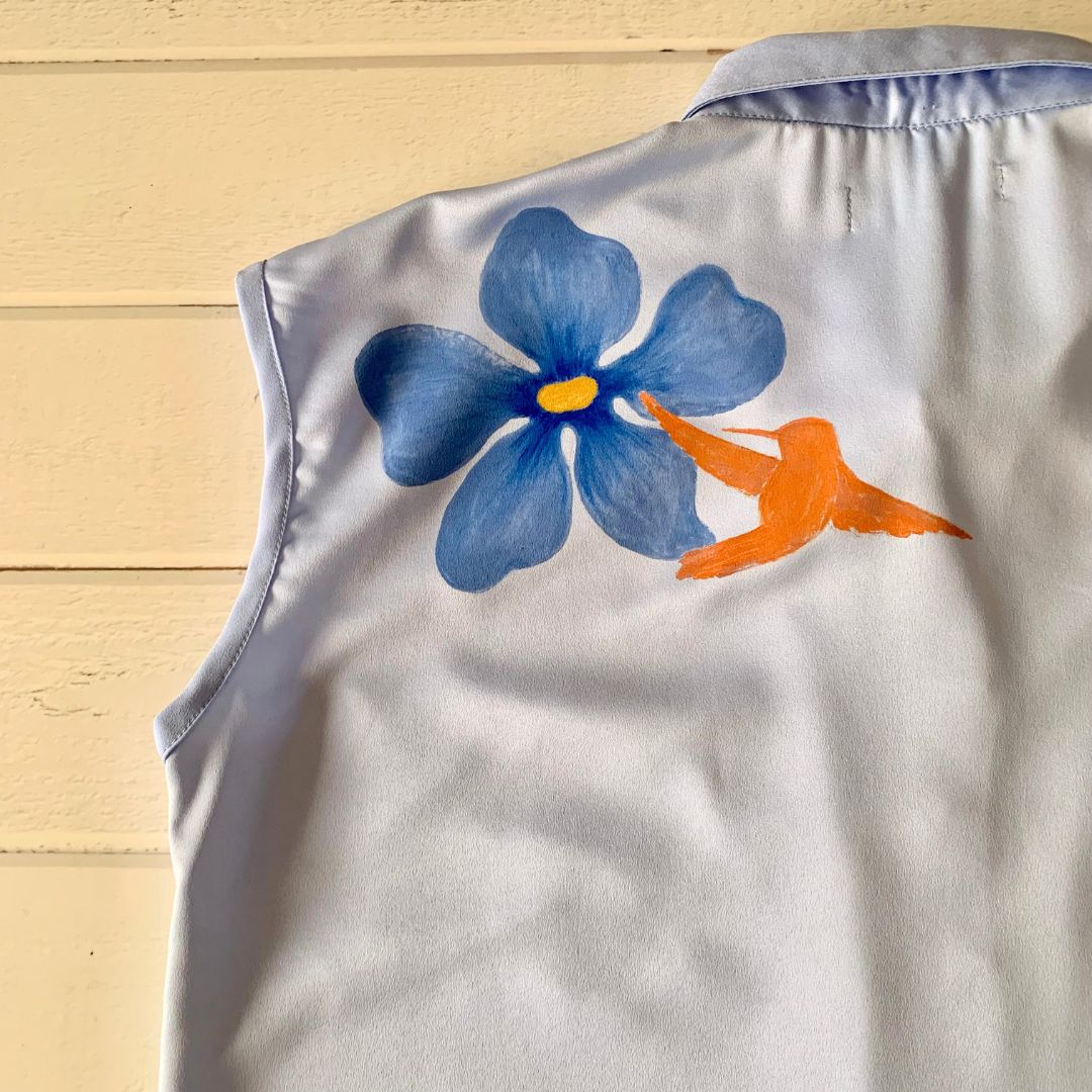Blusa Artevimiento seda celeste - Talla L