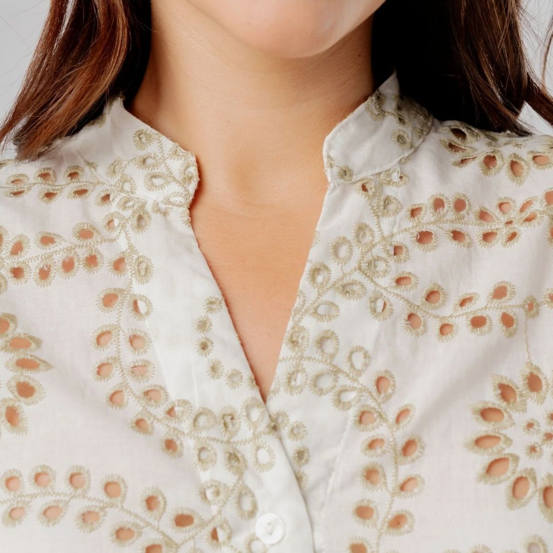 Blusa Broderie Emilia verde - Aguacate Shop Perú