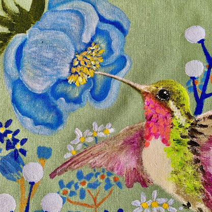 Polo Kimono lino verde cemento (pintado a mano)- Modelo 1