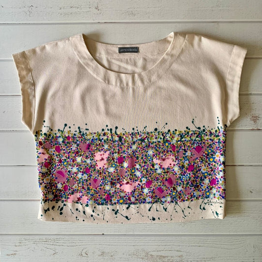 Polo Kimono lino vainilla (pintado a mano)- Modelo 3