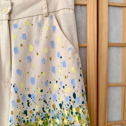 Pantalón Bohemia - Lino vainilla (pintado a mano) - Modelo 5 - Aguacate Shop Perú