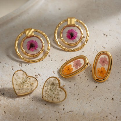 Aretes Flowers Oval