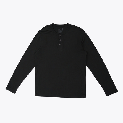 Henley Shirt | 3-Button Pima | Black - Aguacate Shop Perú