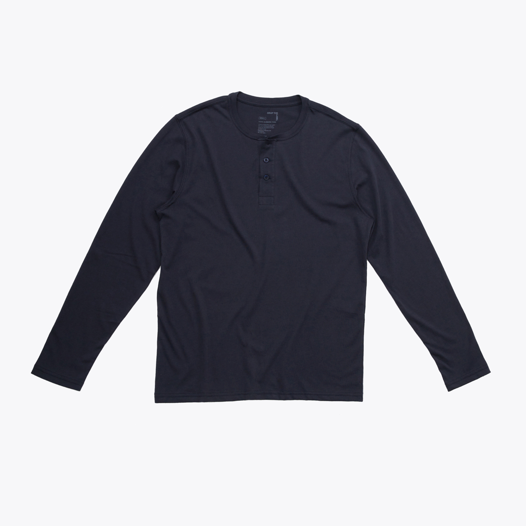 Henley Shirt | 3-Button Pima | Midnight Blue