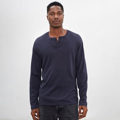 Henley Shirt | 3-Button Pima | Midnight Blue