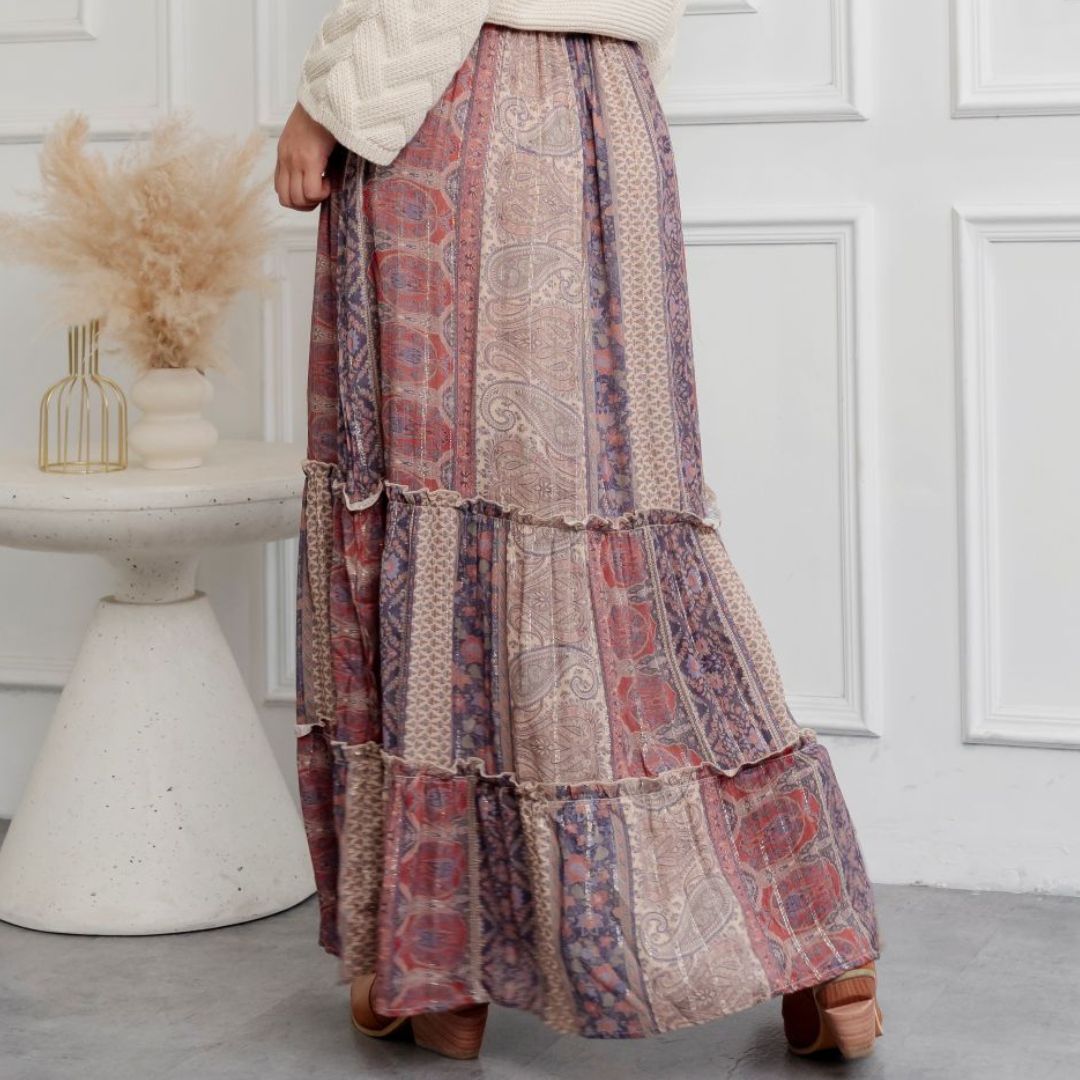 Falda Boho Print beige