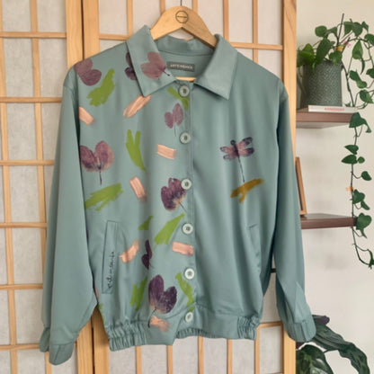 Chaqueta Bomber Desconectar seda verde - Si me ven contemplando la naturaleza, déjenme, es exactamente donde quiero estar