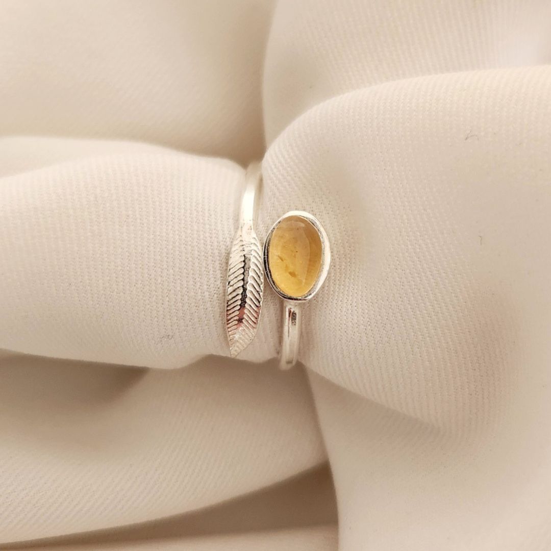 Anillo Pluma - Citrino Oval