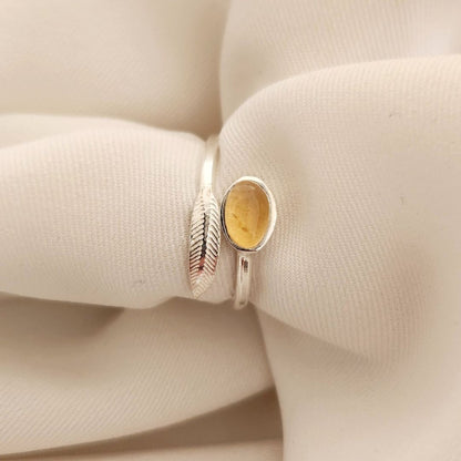 Anillo Pluma - Citrino Oval