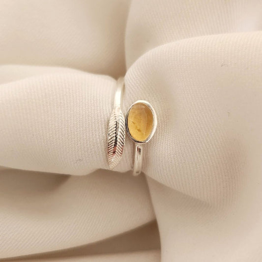 Anillo Pluma - Citrino Oval - Aguacate Shop Perú