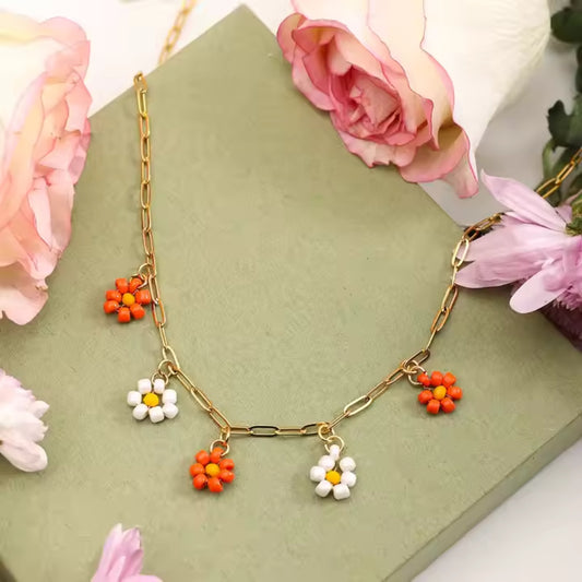 Collar Margaritas naranjas