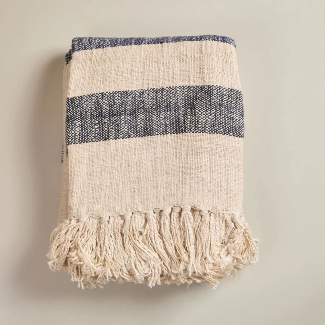 Manta Ginebra (Crema con azul)