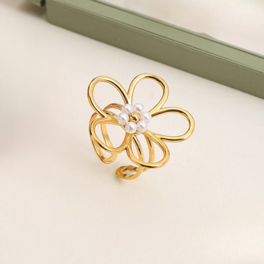 Anillo Margarita con perlas XL
