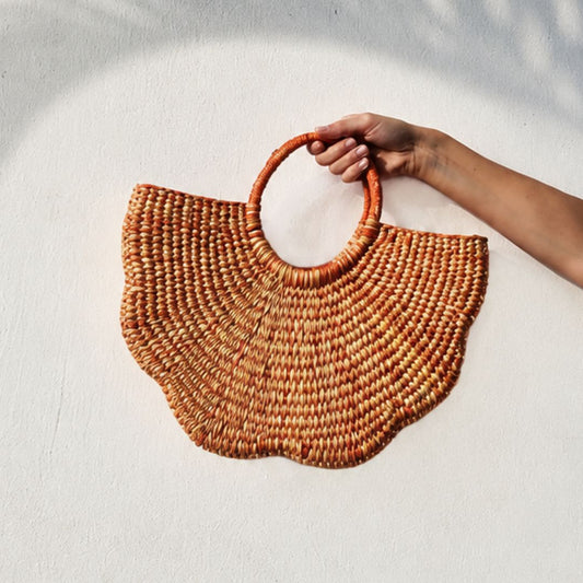 Cartera de junco Flor - Naranja con natural - Aguacate Shop Perú